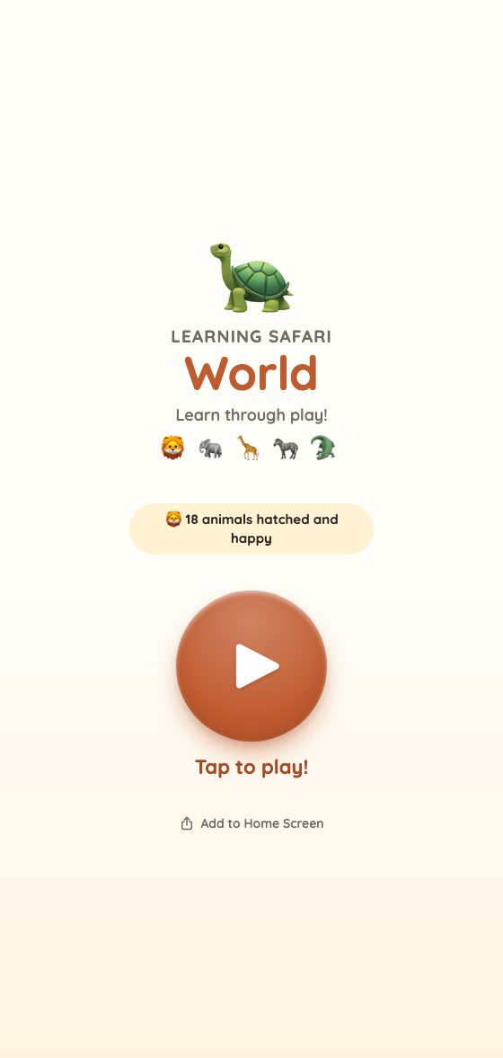 Learning Safari World app, in terracotta